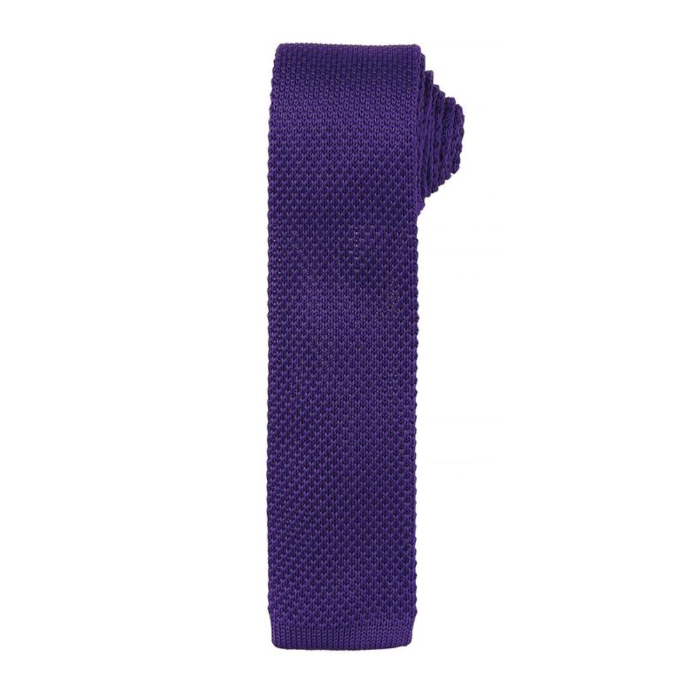 Premier Mens Slim Textured Knit Effect Tie / Purple